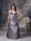 Sliver A-line V-neck Floor-length Taffeta Beading and Ruch Prom / Celebrity Dress