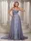 Custom Made Gray One Shoulder Ruched Bodice and Appliques Prom Celebrity Dress
