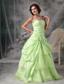 Yellow Green A-Line / Princess Sweetheart Floor-length Taffeta Beading Prom Dress