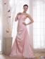 Pink A-Line / Princess Sweetheart Floor-length Taffeta Beading Prom Dress