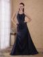 Popular A-Line / Princess Halter Floor-length Taffeta Beading Prom Dress