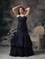Black Mermaid Halter Floor-length Taffeta Ruch Prom / Evening Dress