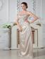 Champagne Empire Sweetheart Floor-length Chiffon Ruch and Beading Prom Dress
