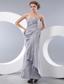 Gray Column Sweetheart Ankle-length Taffeta Ruch and Beading Prom / Homecoming Dress