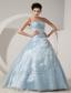 Baby Blue A-line / Princess Sweetheart Floor-length Organza Beading Prom Dress