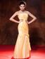 Gold Mermaid Strapless Floor-length Taffeta Ruch Prom Dress
