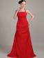 Red Column/Sheath Halter Floor-length Chiffon Ruch Prom Dress