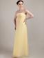 Light Yellow Column / Sheath Strapless Floor-length Chiffon Ruch Prom Dress