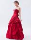 Wine Red Column / Sheath Strapless Prom Dress Sequins Taffeta Floor-length