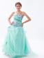 Apple Green Empire Sweetheart Floor-length Organza Embroidery with Beading Prom Dress