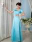 Cheap Aqua Blue Prom Dress Column Strapsless Floor-length Satin