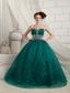 Green A-line Sweetheart Brush Train Organza Beading Prom Dress