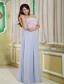 Lilac Empire Strapless Floor-length Chiffon Roling Flower Prom Dress