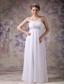 White Empire Strapless Floor-length Chiffon Appliques Prom / Evening Dress