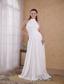 White Empire High-neck Floor-length Organza Pleat Prom Dress