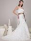Elegant Trumpet/Mremaid Strapless Court Train Lace Sash / Ribbons Wedding Dress