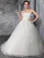 Elegant Ball Gown Strapless Chapel Train Tulle Appliques Wedding Dress
