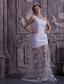 Customize Column / Sheath One Shoulder Watteau Train Lace Appliques With Beading Wedding Dress