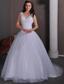 Simple A-line V-neck Court Train Taffeta and Tulle Ruch and Beading Wedding Dress