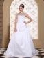 White Elegant Wedding Dress For 2013 Sequined Decorate Bust in Satin With Court Train