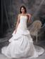 White A-line Strapless Court TrainTaffeta Appliques and Lace Wedding Dress
