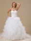 Popular Style Ruffles Decorate Bodice Hand Made Flowers A-line Court Train Organza 2013 Wedding Dress