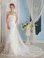 Wonderful A-Line / Princess Strapless Chapel Train Tulle Appliques Wedding Dress