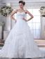 Pretty A-line Sweetheart Brush Train Organza Beading Wedding Dress