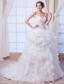 Beautiful A-line Sweetheart Court Train Organza Beading Wedding Dress