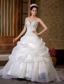 Gorgeous A-line Sweetheart Sweep Train Taffeta and Organza Beading Pick-ups Wedding Dress