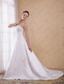 White A-Line / Princess Strapless Count Train Embroidery Satin Wedding Dress