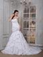 Luxurious A-line Sweetheart Brush Train Taffeta Appliques Wedding Dress