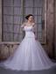 Elegant A-line / Princess Strapless Chapel Train Tulle Appliques With Beading Wedding Dress
