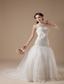 Fashionable A-line Sweetheart Brush Train Taffeta and Lace Hand Made Flower Wedding Dress