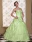 Beaded Decorate Bust Sweet Prom Dress For 2013 Yellow Green Taffeta and Organza Gown