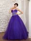 Purple A-line Sweetheart Floor-length Tulle Beading Prom / Evening Dress