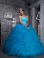 Exclusive Ball Gown Sweetheart Floor-length Taffeta and Organza Beading Baby Blue Quinceanera Dress