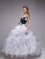White Ball Gown Sweetheart Floor-length Orangza Applqiues and Ruffles Quinceanera Dress