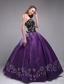 Eggplant Purple Ball Gown Sweetheart Floor-length Orangza Embroidery Quinceanera Dress