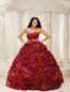 Wine Red Sweetheart Neckline Beaded Decorate Wasit Hand Made Flower A-line 2013 Quinceanera Dress For Formal Evening