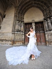 Excellent One Shoulder Lace Up Bridal Gown White and In for Wedding Party with Lace Cathedral Train