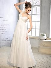 Glorious White Sleeveless Chiffon Lace Up Wedding Gown for Wedding Party