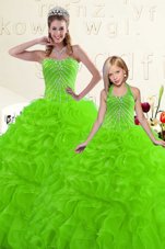 Best Selling Beading and Ruffles Quinceanera Gown Lace Up Sleeveless Floor Length