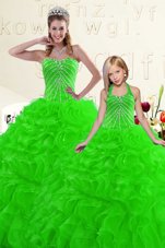 Floor Length Ball Gowns Sleeveless Green Sweet 16 Dresses Lace Up