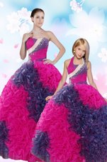 Sweet Multi-color Ball Gowns Sequins and Pick Ups Sweet 16 Quinceanera Dress Lace Up Taffeta Sleeveless Floor Length