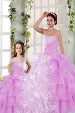 Lilac Ball Gowns Beading and Ruching Sweet 16 Quinceanera Dress Lace Up Organza Sleeveless Floor Length
