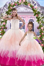 Edgy Multi-color Tulle Lace Up Sweetheart Sleeveless Floor Length Vestidos de Quinceanera Beading
