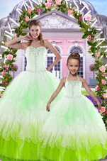 Most Popular Floor Length Lace Up Quinceanera Gown Multi-color and In for Military Ball and Sweet 16 and Quinceanera with Beading