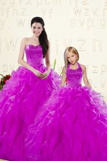 Extravagant Purple Lace Up Sweet 16 Quinceanera Dress Beading and Ruffles Sleeveless Floor Length