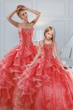 New Arrival Sleeveless Lace Up Floor Length Beading and Ruffled Layers Quinceanera Gown